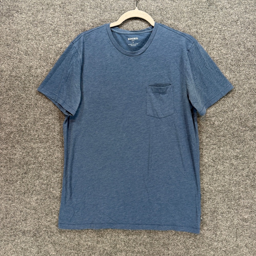 Bonobos Pocket Tee Tshirt Mens Medium Blue Slim Fit Cotton Blend Casual Basic